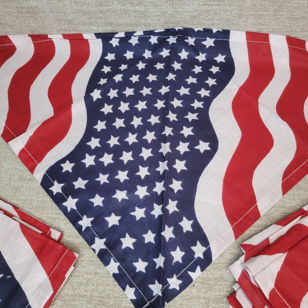 Set of 12 USA American Flag Bandannas Kerchief Facemask 100% Cotton Lot NEW